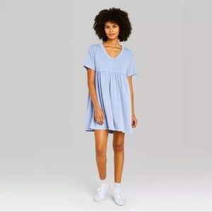 Women's Short Sleeve Babydoll Sweatshirt Dress - Wild Fable Blue